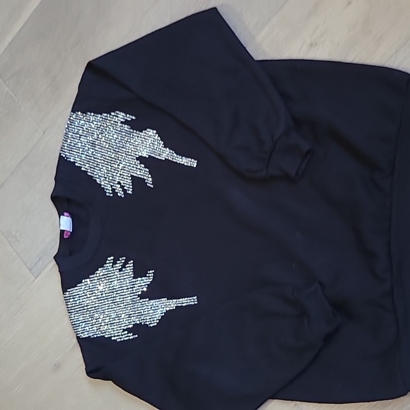 Pink Elephant Vintage Sweatshirt Women's Large Black w/Silver Metallic Graphics - Picture 2 of 8